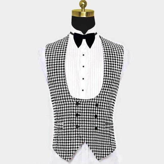 Black and White Houndstooth Tuxedo | Business Three Pieces Men Suits_3