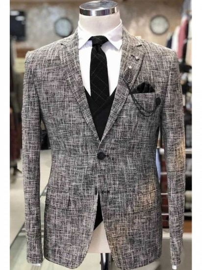 Charles Fashion Notched Lapel Slim Fit Men Blazer Jacket with Vest
