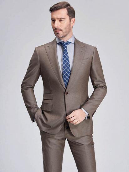 High-Class Coffee Mens Suits for Business | Peak Lapel One Button Mens Suits_8