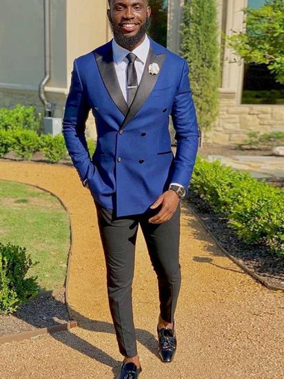 Modern Ethan Royal Blue Peaked Lapel Double Breasted Prom Suits_1