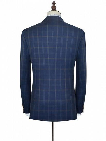 Check Pattern Blue Suits for Men | Notch Lapel Flap Pocket Plaid Mens Suits for Business_5