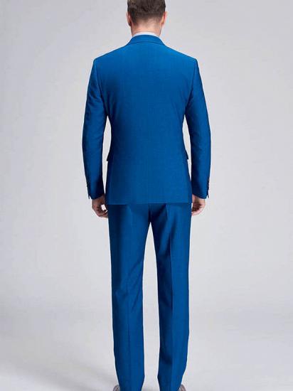 Bright Solid Blue Premium Mens Suits Sale | Peak Lapel Flap Pocket Suits for Men_4