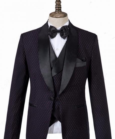 Riley Black Shawl Lapel Three-Piece Wedding Tuxedo for Men_1
