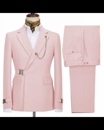 Carter Latest Design Pink Notched Lapel Special Button Two Pieces Businees Men Suits_2
