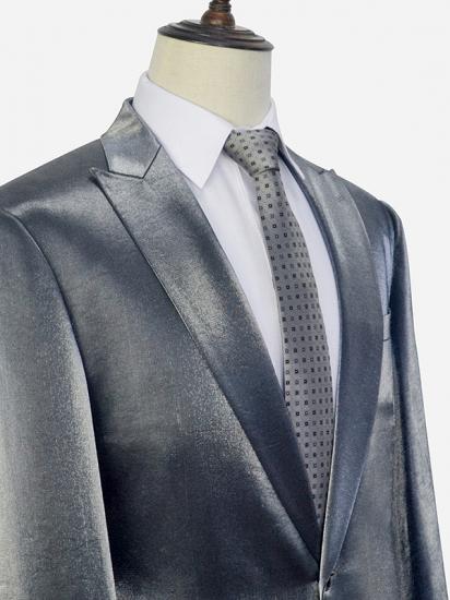 Shiny Silver Prom Suits | Glittering Peak Lapel Suits for Men_3