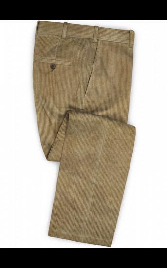 Khaki Corduroy Strip Men Suits | Fashion Slim Fit Tuxedo for Men_3