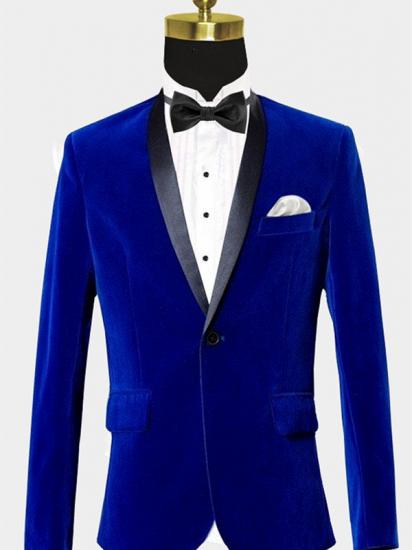 Royal Blue Velvet Tuxedo Jacket | Shawl Lapel Prom Suits Online_1