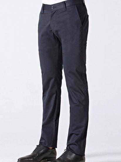 Classic Dark Navy Cotton Straight Mens Suit Pants for Business_2