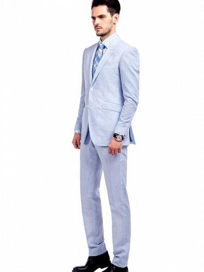 Stylish Blue Stripes Seersucker Leisure Suits for Men_2