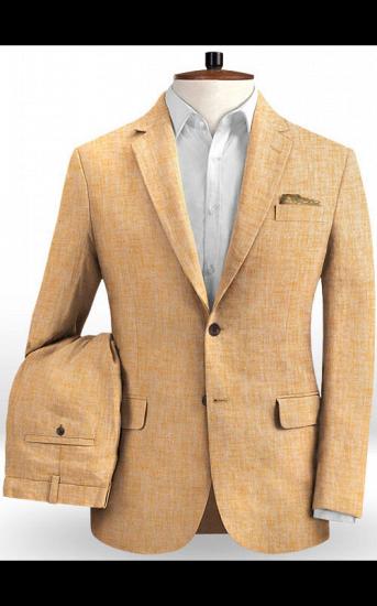 Causal Beach Linen Prom Suit | Newest Two Pieces Blazer Men Tuxedos_2