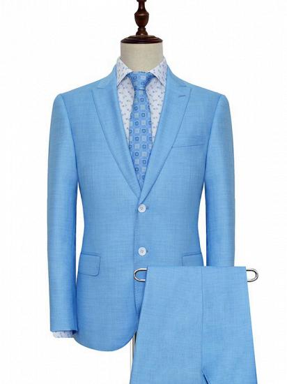 Peak Lapel Two Button Casual Mens Suits for Business | Blue Suits with Peak Lapel_2