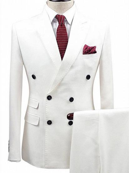 White Bouble Breast Wedding Dress Suits | Men Groom Tuxedos with 2 Pieces_1