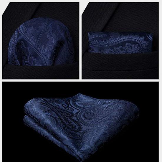 Silk Navy Blue Paisley Vest with Tie Set_4