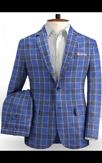 Newes Plaid Formal Tuxedo for Men | Linen Business Men Suits_2