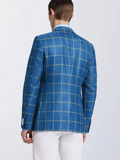 Stylish Blended Plaid Casual Blue Blazer Jacket for Prom_2