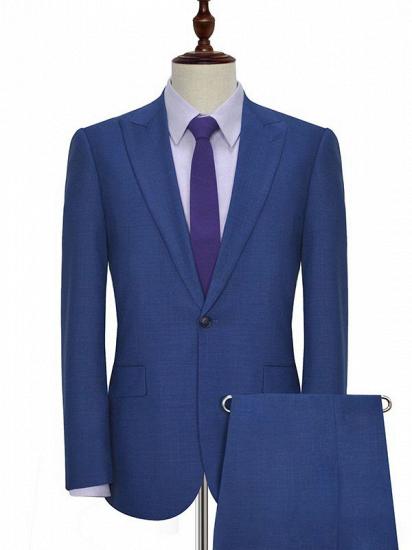 One Button Flap Pockets Navy Blue Mens Suits | Peak Lapel Formal Business Suits for Men_2