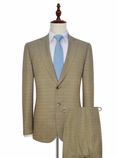 Stylish Khaki Small Check Leisure Suits for Men | Two Button Mens Suits Online_2