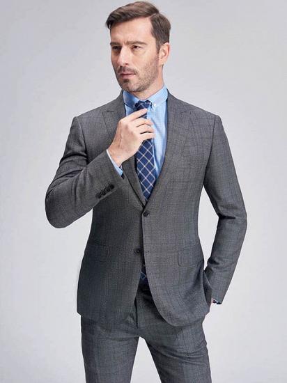 Advanced Grey Plaid Mens Suits for Business | Peak Lapel Modern Suits for Men Sale_8