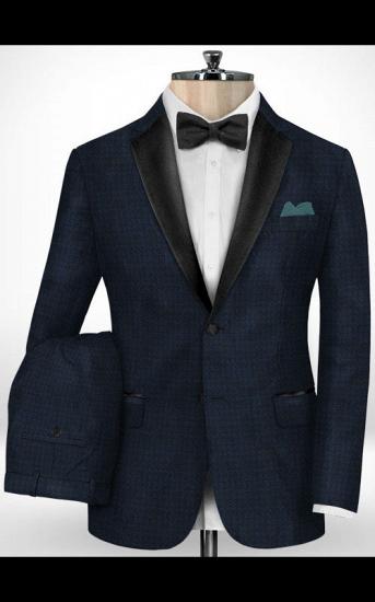 Dark Blue Plaid Men Suits | Slim Fit Tuxedos for Men_2