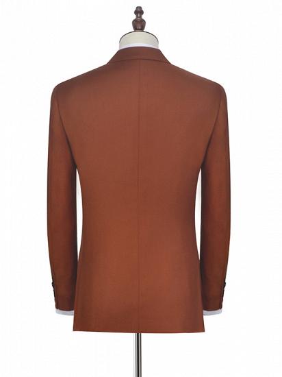 Two Button Dust Orange Mens Suits | Peak Lapel Flap Pockets Suits for Business_5