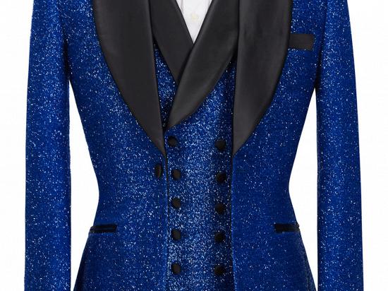 Jacob Royal Blue Sparkle Three Pieces One Button Fashion Slim Fit Men Suits