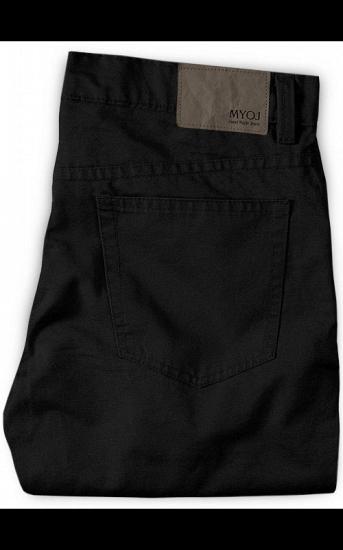 Black Mid Waist Zipper Fly Trousers for Men_2