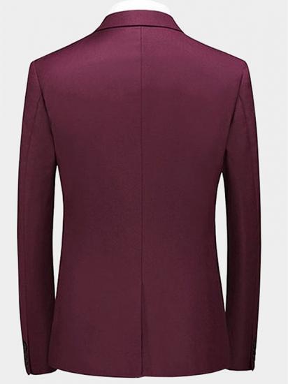 Armando Burgundy Suits with 3 Pieces | Peak Lapel Mens Wearhouse Tuxedo_2