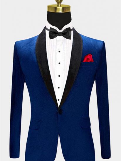 Blue Velvet Blazer for Men | One Piece Shawl Lapel Tuxedo_1