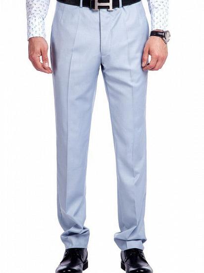 Solid Light Blue Mens Suits with Flap Pockets_8