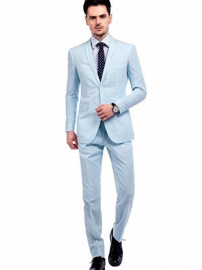 Newly Light Blue Mens Suits | Stripes Seersucker Leisure Suits for Men_1