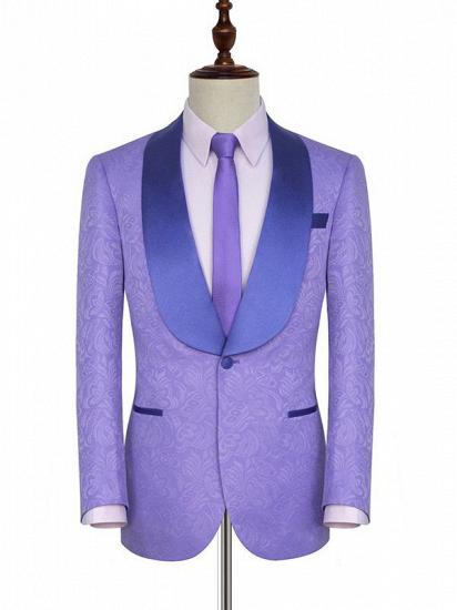Lavender Jacquard Silk Shawl Lapel Bespoke Prom Suits_1