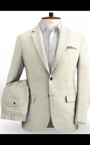 Beach Ivory Linen Men Suits Wedding Suits | Slim Fit Casual Groom Prom Tuxedos_2