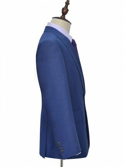 One Button Flap Pockets Navy Blue Mens Suits | Peak Lapel Formal Business Suits for Men_4