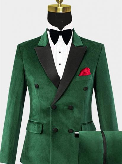 Dark Green Velvet Men Suits | Modern Slim Fit Tuxedo Online_1