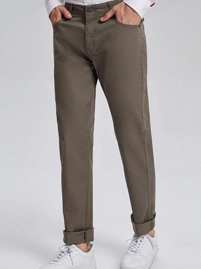 Fashionable Olive Green Cotton Roll-Up Cuff Mens Pants for Casual_2