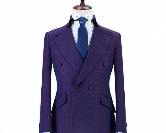 Marco Purple Peaked Lapel Double Breasted Fashion Men Suits Online_3