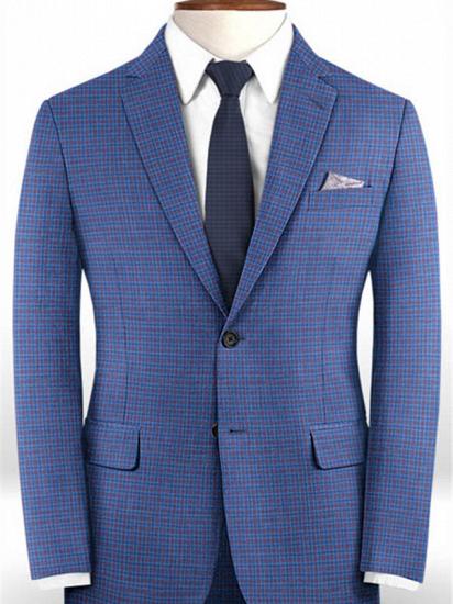 Skinny Blue Plaid Men Suits | Fashion Notched Lapel Tuxedo for Men_1