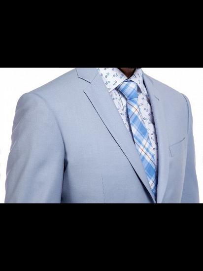 Solid Light Blue Mens Suits with Flap Pockets_5