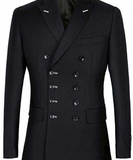 Morgan Handsome Black Slim Fit Double Breasted Business Men Suits_1