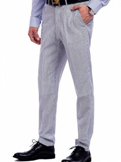 Modern Grey Stripes Seersucker Leisure Suits for Casual_7