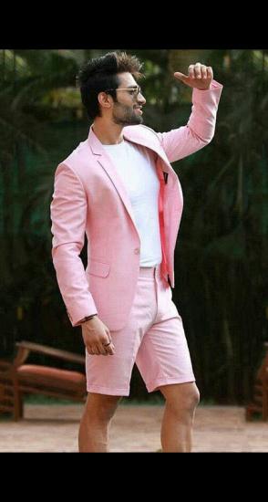Nasir Summer Pink Notched Lapel Slim Fit One Button Men Suits_1