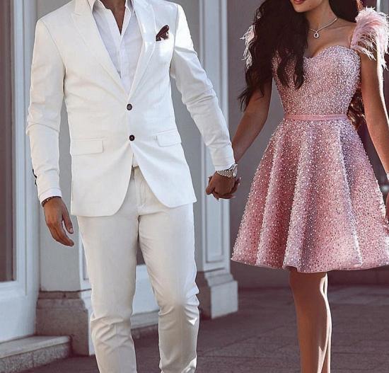 White Groom Tuxedos | Glamorous Wedding Suits for Men 2 Pieces