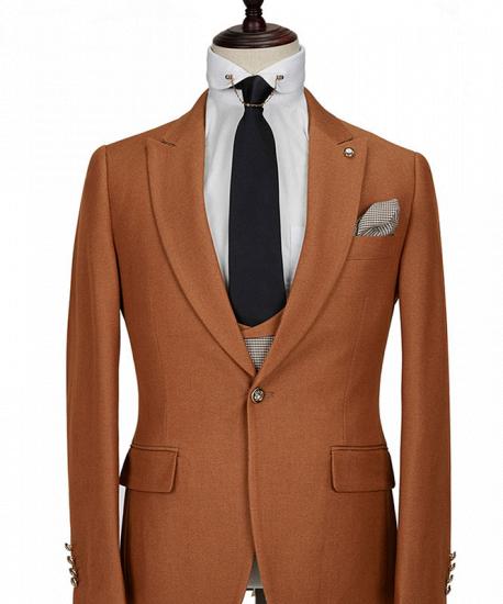 Orange Peak Lapel 3 Piece Men's Suit with Double Breasted Waistcoat_3