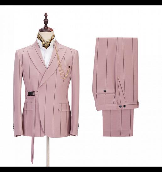 Nolan Pink Striped Peaked Lapel Fitted Men Suits Online_2