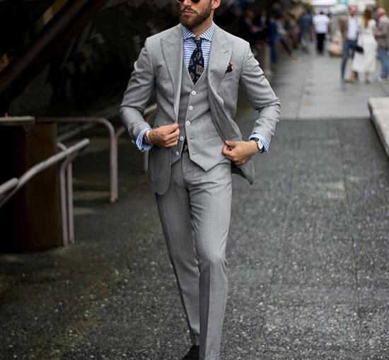 Bespoke Formal Mens Suits | Regular Grey Three-Piece Business Suits_2