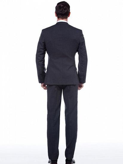 Classic Solid Dark Grey Suits for Men with Flap Pockets Peak Lapel_3