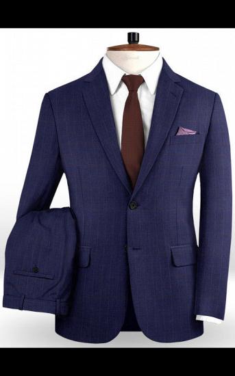 Navy Blue Business Plaid Men Suits | Groom Wear 2020 Classic WeddingTuxedos_2