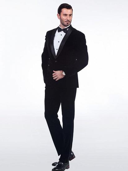 Premium Silk Shawl Lapel Black Velvet Mens Suits Tuxedos for Winter_3