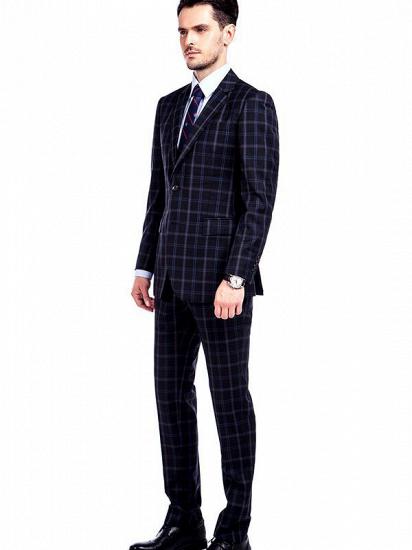 Jayson Stylish Grey Plaid Black Suits for Men_2