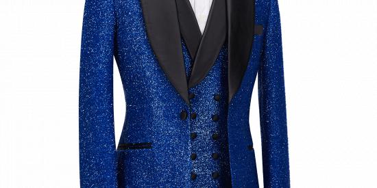 Jacob Royal Blue Sparkle Three Pieces One Button Fashion Slim Fit Men Suits_2